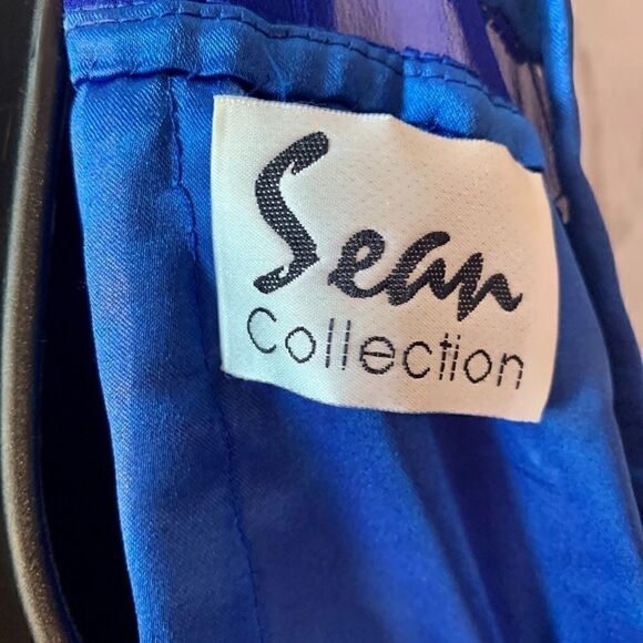 Royal Blue Silk Beaded Dress Sean Collection - Picture 5 of 8